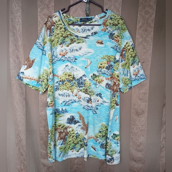 💎 POLO Ralph Lauren Men's Top Tropical Print T-Shirt #0268 - Picture 2 of 14